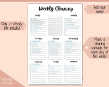 Load image into Gallery viewer, Weekly Cleaning Checklist, EDITABLE Schedule, Cleaning Planner, Weekly House Chores, Clean Home Routine, Monthly Planner Bundle, Challenge | Style 2
