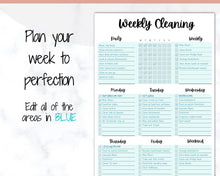 Load image into Gallery viewer, Weekly Cleaning Checklist, EDITABLE Schedule, Cleaning Planner, Weekly House Chores, Clean Home Routine, Monthly Planner Bundle, Challenge | Style 2
