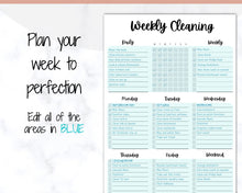 Load image into Gallery viewer, Weekly Cleaning Checklist, EDITABLE Schedule, Cleaning Planner, Weekly House Chores, Clean Home Routine, Monthly Planner Bundle, Challenge | Style 2
