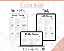 Load image into Gallery viewer, Weekly Cleaning Checklist, EDITABLE Schedule, Cleaning Planner, Weekly House Chores, Clean Home Routine, Monthly Planner Bundle, Challenge | Style 2
