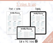 Load image into Gallery viewer, Weekly Cleaning Checklist, EDITABLE Schedule, Cleaning Planner, Weekly House Chores, Clean Home Routine, Monthly Planner Bundle, Challenge | Style 2
