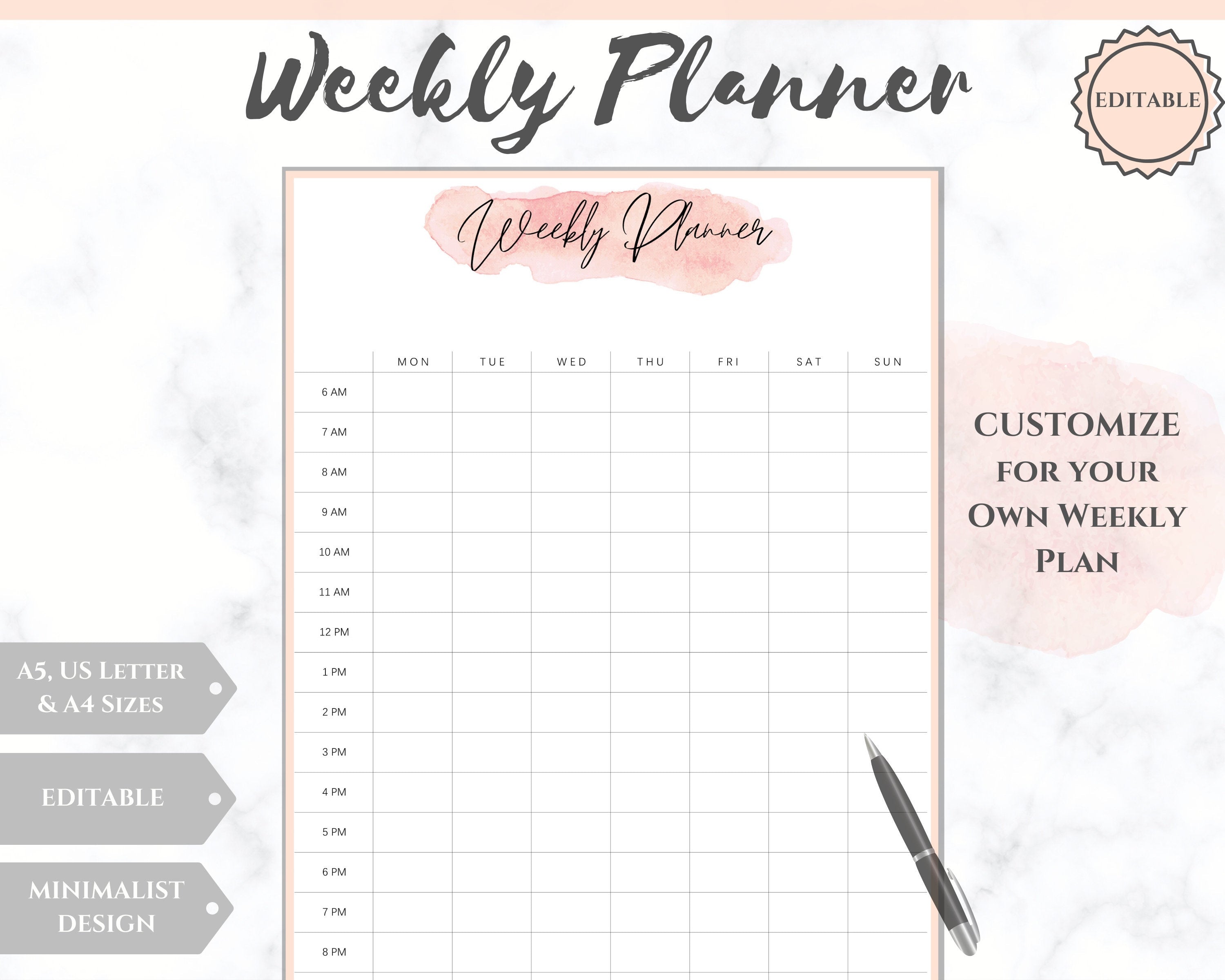 Weekly Planner Template A4