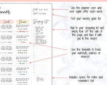 Load image into Gallery viewer, Weekly Meal Planner Printable, Food Diary, Meal Tracker, Food Journal, Menu Plan &amp; Prep, BONUS Grocery List! Diet, Fitness, Health | Pastel Rainbow
