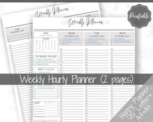Load image into Gallery viewer, Weekly Planner Printable, Hourly Planner, Week on 2 pages WO2P, Weekly Schedule, Undated Planner, 2022 Weekly Organizer, To Do List - Mono Scrawl
