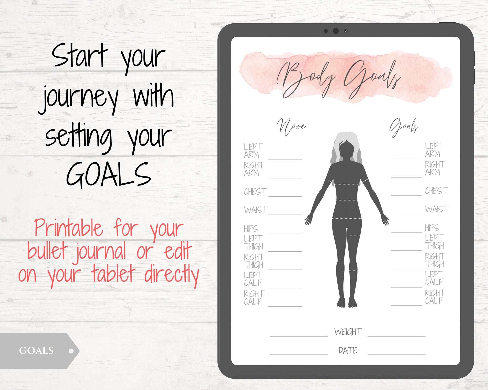 Weight Loss Tracker Printable, Body Measurement Fitness Planner