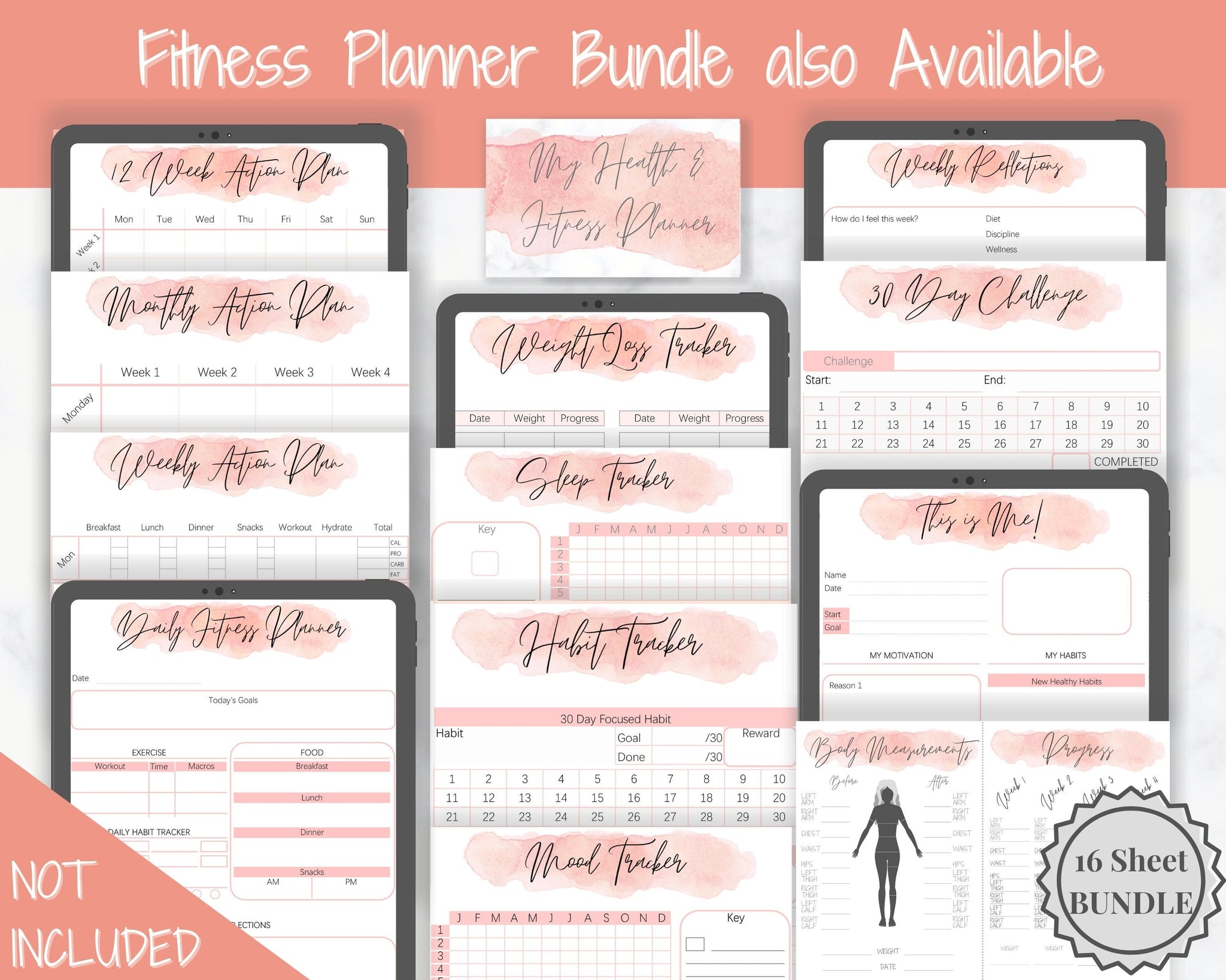 2 Weight Tracker Printables, Bujo Journal Weight Loss Tracker Printable,  Weight Loss Planner, Body Progress Tracker, Fitness Planner Pdfs 