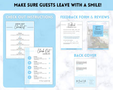 Load image into Gallery viewer, Welcome Book Template, Airbnb Welcome Guide, Editable Canva Air bnb House manual, Superhost eBook, Host signs, Signage, VRBO Vacation Rental | Blue
