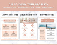 Load image into Gallery viewer, Welcome Book Template, Airbnb Welcome Guide, Editable Canva Air bnb House manual, Superhost eBook, Host signs, Signage, VRBO Vacation Rental | Brown
