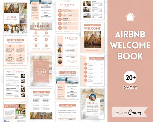 Welcome Book Template, Airbnb Welcome Guide, Editable Canva Air bnb House manual, Superhost eBook, Host signs, Signage, VRBO Vacation Rental | Brown