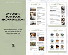 Load image into Gallery viewer, Welcome Book Template, Airbnb Welcome Guide, Editable Canva Air bnb House manual, Superhost eBook, Host signs, Signage, VRBO Vacation Rental | Green
