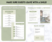 Load image into Gallery viewer, Welcome Book Template, Airbnb Welcome Guide, Editable Canva Air bnb House manual, Superhost eBook, Host signs, Signage, VRBO Vacation Rental | Green
