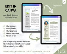 Load image into Gallery viewer, Welcome Book Template, Airbnb Welcome Guide, Editable Canva Air bnb House manual, Superhost eBook, Host signs, Signage, VRBO Vacation Rental | Green
