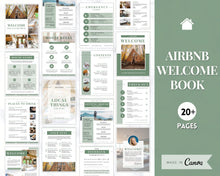 Load image into Gallery viewer, Welcome Book Template, Airbnb Welcome Guide, Editable Canva Air bnb House manual, Superhost eBook, Host signs, Signage, VRBO Vacation Rental | Green Style 2
