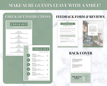 Load image into Gallery viewer, Welcome Book Template, Airbnb Welcome Guide, Editable Canva Air bnb House manual, Superhost eBook, Host signs, Signage, VRBO Vacation Rental | Green Style 2
