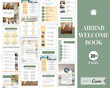 Load image into Gallery viewer, Welcome Book Template, Airbnb Welcome Guide, Editable Canva Air bnb House manual, Superhost eBook, Host signs, Signage, VRBO Vacation Rental | Green / Yellow
