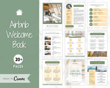 Load image into Gallery viewer, Welcome Book Template, Airbnb Welcome Guide, Editable Canva Air bnb House manual, Superhost eBook, Host signs, Signage, VRBO Vacation Rental | Green / Yellow
