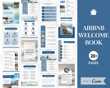 Load image into Gallery viewer, Welcome Book Template, Airbnb Welcome Guide, Editable Canva Air bnb House manual, Superhost eBook, Host signs, Signage, VRBO Vacation Rental | Navy Style 2
