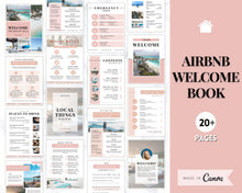 Load image into Gallery viewer, Welcome Book Template, Airbnb Welcome Guide, Editable Canva Air bnb House manual, Superhost eBook, Host signs, Signage, VRBO Vacation Rental | Pink
