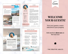 Load image into Gallery viewer, Welcome Book Template, Airbnb Welcome Guide, Editable Canva Air bnb House manual, Superhost eBook, Host signs, Signage, VRBO Vacation Rental | Pink
