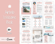 Load image into Gallery viewer, Welcome Book Template, Airbnb Welcome Guide, Editable Canva Air bnb House manual, Superhost eBook, Host signs, Signage, VRBO Vacation Rental | Pink
