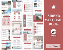 Load image into Gallery viewer, Welcome Book Template, Airbnb Welcome Guide, Editable Canva Air bnb House manual, Superhost eBook, Host signs, Signage, VRBO Vacation Rental | Red
