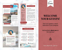 Load image into Gallery viewer, Welcome Book Template, Airbnb Welcome Guide, Editable Canva Air bnb House manual, Superhost eBook, Host signs, Signage, VRBO Vacation Rental | Red
