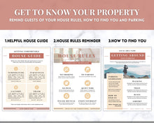 Load image into Gallery viewer, Welcome Book Template, Airbnb Welcome Guide, Editable Canva Air bnb House manual, Superhost eBook, Host signs, Signage, VRBO Vacation Rental | Yellow

