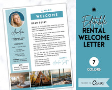 Load image into Gallery viewer, Welcome LETTER Template, Airbnb &amp; VRBO, Editable Canva Air bnb House manual, Superhost eBook, Host signs, Signage, Vacation Rental Guide
