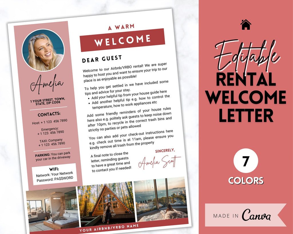 Airbnb Introduction Message Example Airbnb Welcome Letter Template, Editable Canva Host Sign, VRBO