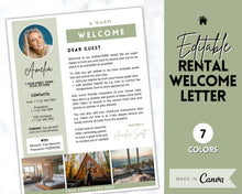Load image into Gallery viewer, Welcome LETTER Template, Airbnb &amp; VRBO, Editable Canva Air bnb House manual, Superhost eBook, Host signs, Signage, Vacation Rental Guide
