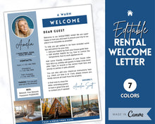 Load image into Gallery viewer, Welcome LETTER Template, Airbnb &amp; VRBO, Editable Canva Air bnb House manual, Superhost eBook, Host signs, Signage, Vacation Rental Guide
