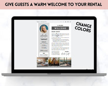 Load image into Gallery viewer, Welcome LETTER Template, Airbnb &amp; VRBO, Editable Canva Air bnb House manual, Superhost eBook, Host signs, Signage, Vacation Rental Guide
