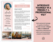 Load image into Gallery viewer, Welcome LETTER Template, Airbnb &amp; VRBO, Editable Canva Air bnb House manual, Superhost eBook, Host signs, Signage, Vacation Rental Guide
