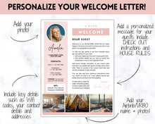 Load image into Gallery viewer, Welcome LETTER Template, Airbnb &amp; VRBO, Editable Canva Air bnb House manual, Superhost eBook, Host signs, Signage, Vacation Rental Guide
