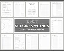 Load image into Gallery viewer, Wellness Planner BUNDLE! Self Care Journal, Printable Selfcare Tracker, Checklist, Health Planner, Wellbeing, Mindfulness, Worksheet Kit
