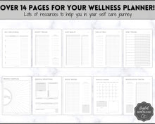 Load image into Gallery viewer, Wellness Planner BUNDLE! Self Care Journal, Printable Selfcare Tracker, Checklist, Health Planner, Wellbeing, Mindfulness, Worksheet Kit

