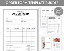 Load image into Gallery viewer, Wholesale Order Form Template! Editable Canva Template Printable, Small Business Invoice, Customer Sales Receipt Form, Price List, Linesheet | Style 1
