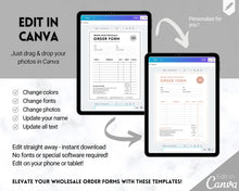 Load image into Gallery viewer, Wholesale Order Form Template! Editable Canva Template Printable, Small Business Invoice, Customer Sales Receipt Form, Price List, Linesheet | Style 1
