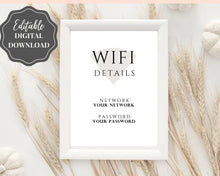 Load image into Gallery viewer, Wifi Password Sign, Editable Wifi Sign Printable Template, Be Our Guest Sign, Wi-fi password sign, Airbnb Guest Room, Wall Art, Decor, Wi Fi | Style 1
