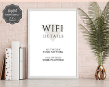 Load image into Gallery viewer, Wifi Password Sign, Editable Wifi Sign Printable Template, Be Our Guest Sign, Wi-fi password sign, Airbnb Guest Room, Wall Art, Decor, Wi Fi | Style 1
