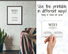 Load image into Gallery viewer, Wifi Password Sign, Editable Wifi Sign Printable Template, Be Our Guest Sign, Wi-fi password sign, Airbnb Guest Room, Wall Art, Decor, Wi Fi | Style 1
