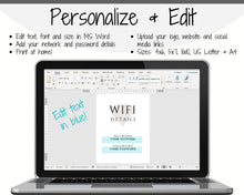 Load image into Gallery viewer, Wifi Password Sign, Editable Wifi Sign Printable Template, Be Our Guest Sign, Wi-fi password sign, Airbnb Guest Room, Wall Art, Decor, Wi Fi | Style 1
