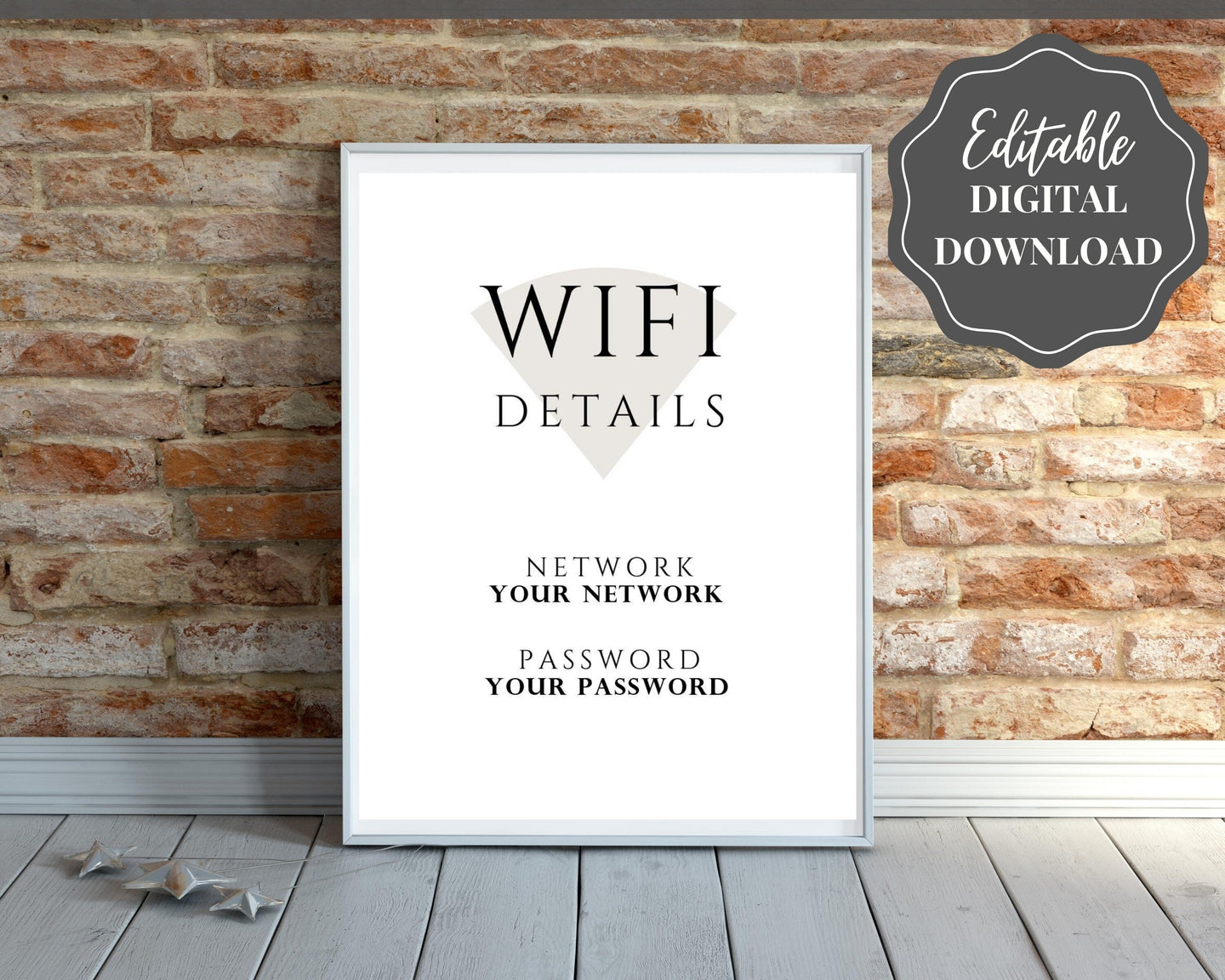 Wifi Password Sign, Editable Wifi Sign Printable Template, Be Our Guest Sign, Wi-fi password sign, Airbnb Guest Room, Wall Art, Decor, Wi Fi | Style 1