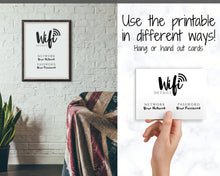 Load image into Gallery viewer, Wifi Password Sign, Editable Wifi Sign Printable Template, Be Our Guest Sign, Wi-fi password sign, Airbnb Guest Room, Wall Art, Decor, Wi Fi | Style 2
