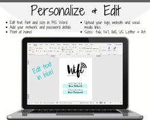 Load image into Gallery viewer, Wifi Password Sign, Editable Wifi Sign Printable Template, Be Our Guest Sign, Wi-fi password sign, Airbnb Guest Room, Wall Art, Decor, Wi Fi | Style 2
