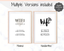 Load image into Gallery viewer, Wifi Password Sign, Editable Wifi Sign Printable Template, Be Our Guest Sign, Wi-fi password sign, Airbnb Guest Room, Wall Art, Decor, Wi Fi | Style 2
