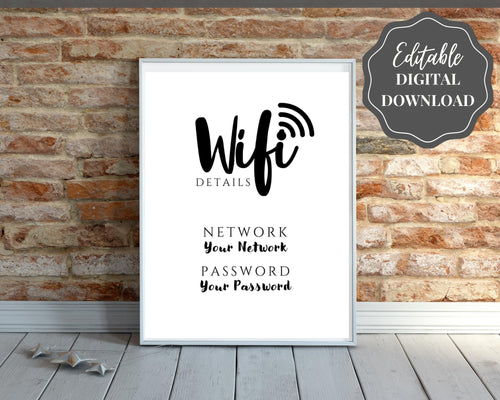 Wifi Password Sign, Editable Wifi Sign Printable Template, Be Our Guest Sign, Wi-fi password sign, Airbnb Guest Room, Wall Art, Decor, Wi Fi | Style 2