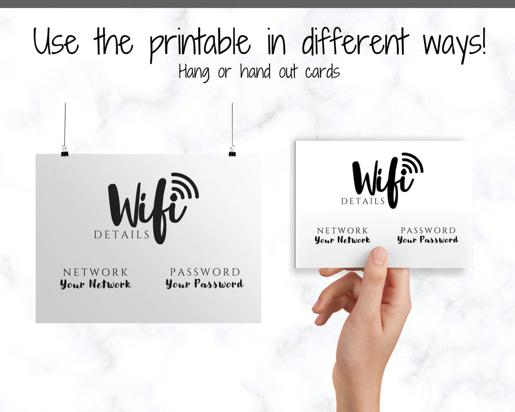 Editable Wifi Sign Printable Template for Guests & Customers