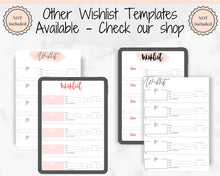 Load image into Gallery viewer, Wishlist Insert, Printable Tracker Template. Christmas, birthday, holiday, shopping wish list. Gifts for me. Make a wish. Giftlist PDF. A5
