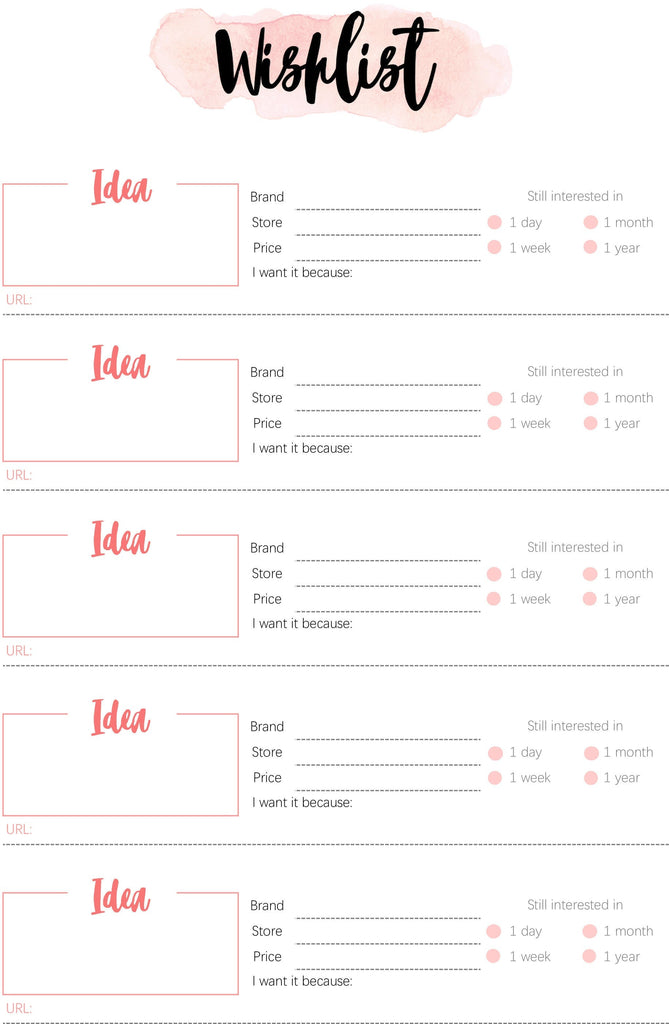 wishlist A4サイズ 本 Wishlist-Insert-Printable-